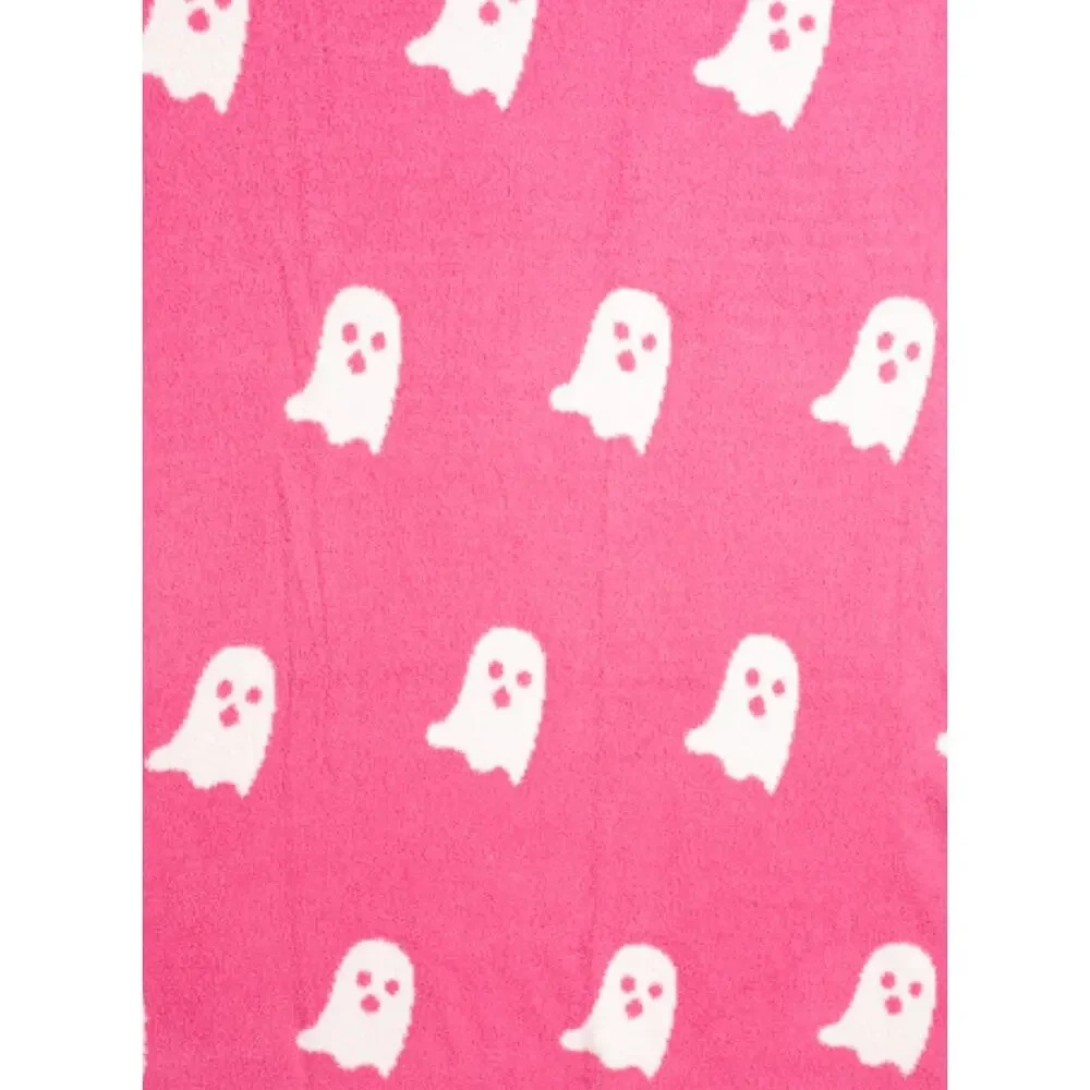 Cupcakes & Cashmere Dark Pink Ghost Throw Blanket Halloween Ghosts New